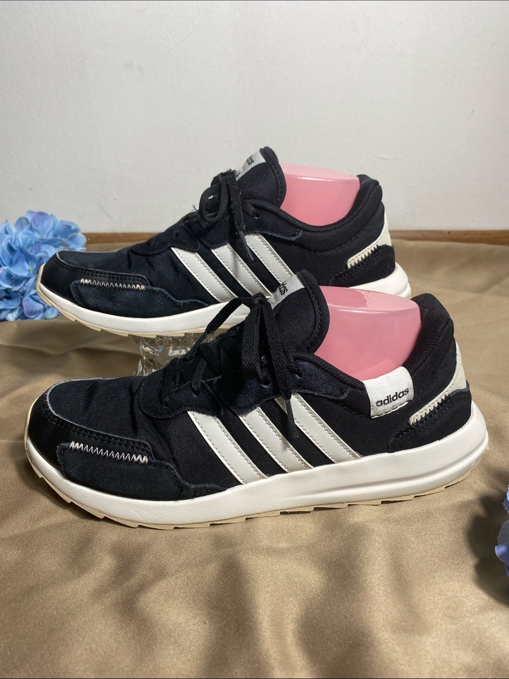 adidas Women Black and White Retro Runner Sneakers
